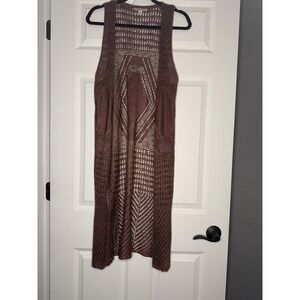 Moral Fiber Sleeveless Knit Duster Cardigan Sweater Medium Mauve